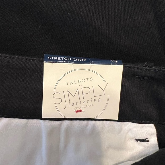Talbots NWT Stretch Twill Crop Pants Women’s Size 14 Black - Picture 4 of 10